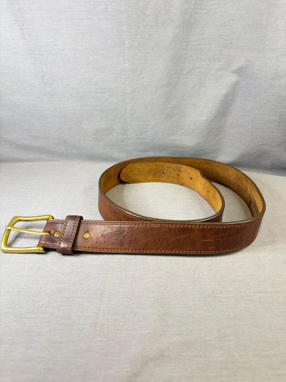 Red Wing Shoes Mens Leather Belt Size 40 Brass Buckle 96511 Brown Made In USA